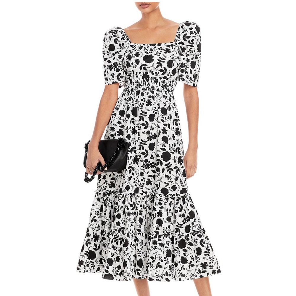Black & white floral midi dress in XS